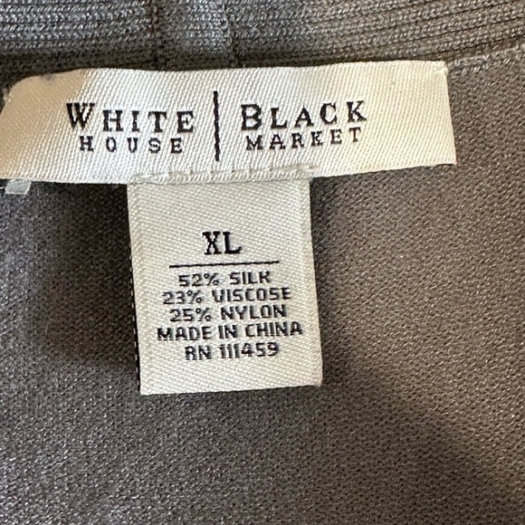 White House Black Market Grey Silk Blend Beaded cardigan Women's XL Elegant Chic - Picture 7 of 10